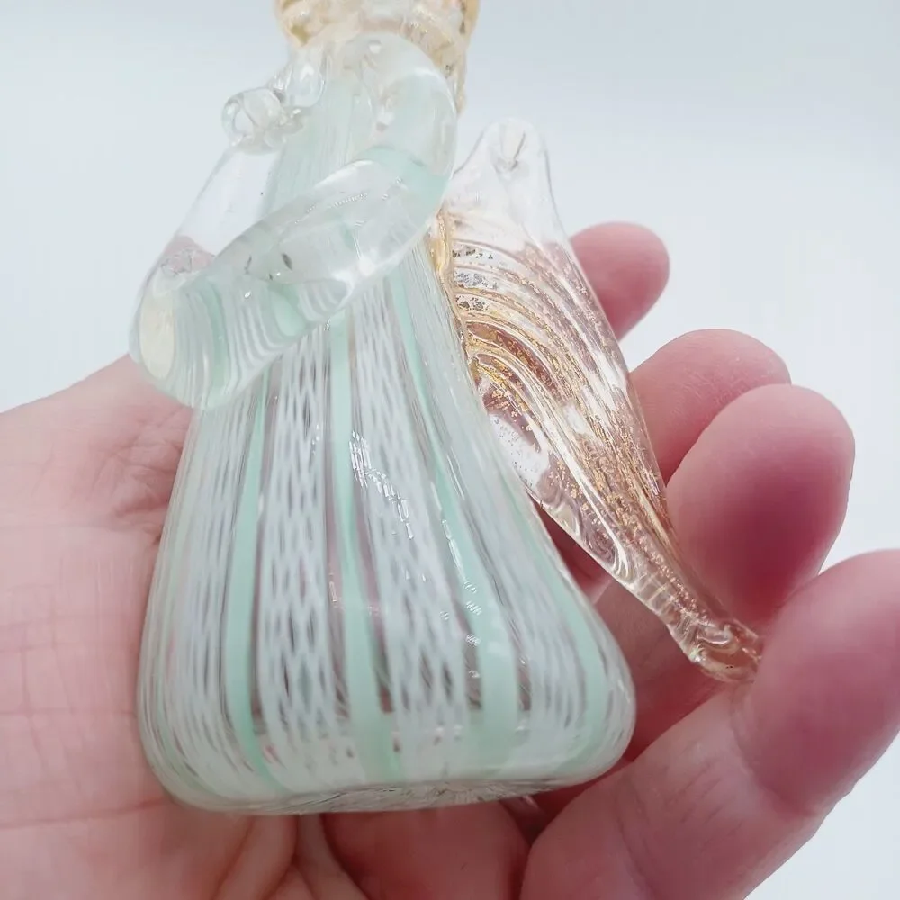 VTG Murano Latticino Glass Angel Figurine Italy Hand Blown 5.25